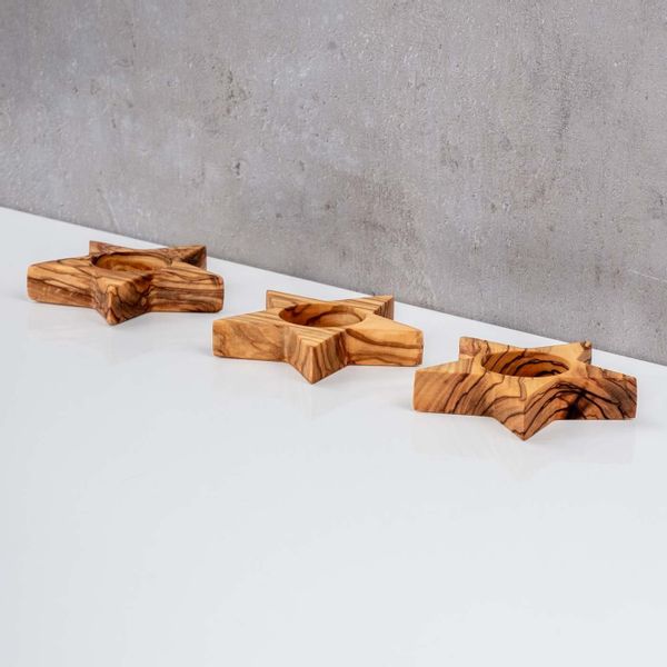 Levandeo® Teelichthalter, 3er Set Teelichthalter Olivenholz günstig online kaufen