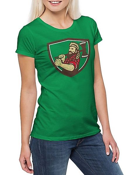 Urban Backwoods Print-Shirt Logger I Damen T-Shirt Holzfäller Axt Waldarbei günstig online kaufen