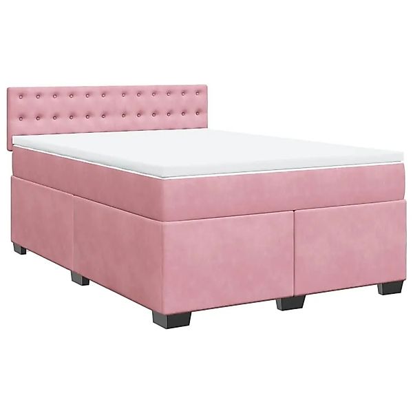 vidaXL Boxspringbett mit Matratze Rosa 140x200 cm Samt 3288647 günstig online kaufen