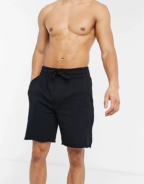 ASOS DESIGN – Lockere Freizeit-Shorts aus Jersey mit ungesäumter Kante in S günstig online kaufen