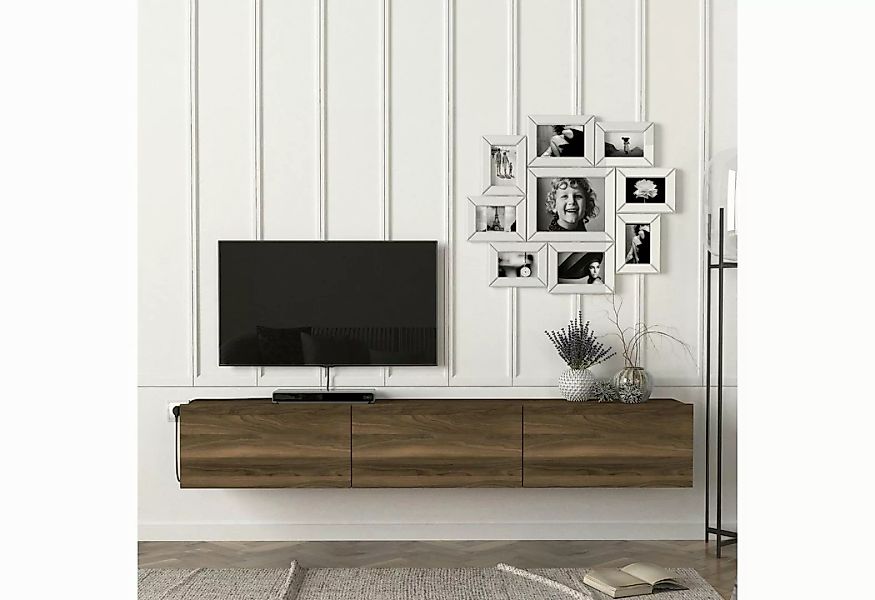 en.casa TV-Schrank »Vihti« Fernsehschrank 180x31x29,5cm Walnuss-Optik günstig online kaufen