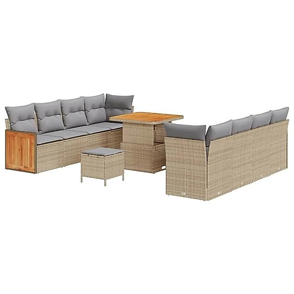 vidaXL Gartensofa-set mit Kissen 12-Tlg Beige und Hellgrau Poly-Rattan 3365 günstig online kaufen