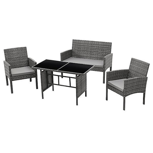 Svita Brooklyn XL Rattan Essgruppe Garten Möbel Set mit Tisch 2 Sessel 2er günstig online kaufen