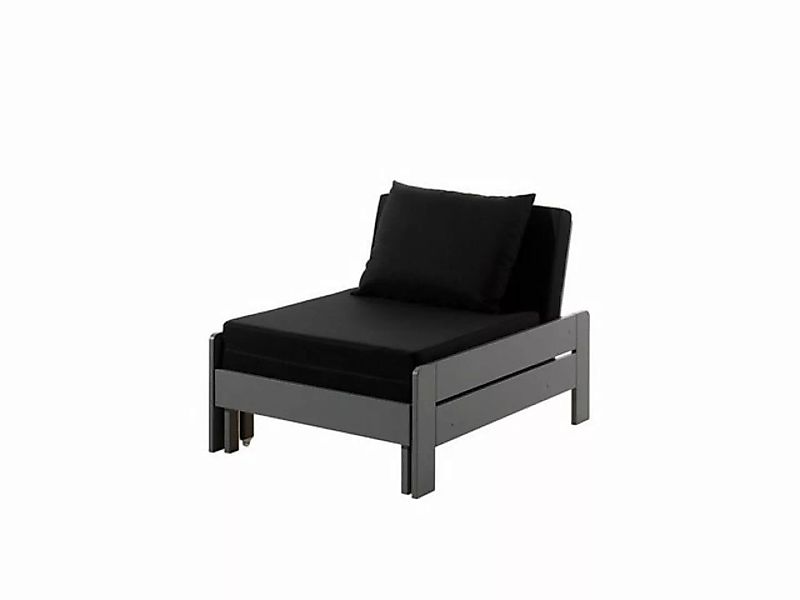 Natur24 Kinderbett Sessel-Bett Kiefer Grau 80x68x85/206cm günstig online kaufen