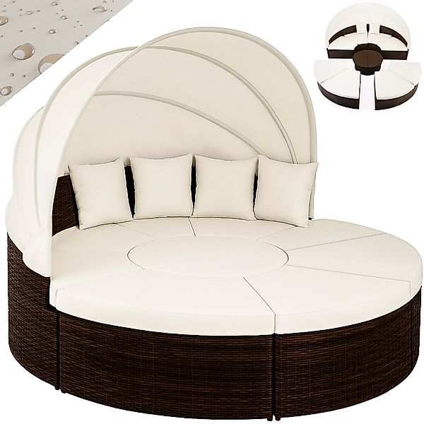 Polyrattan Sonneninsel Braun/Creme Ø230cm günstig online kaufen