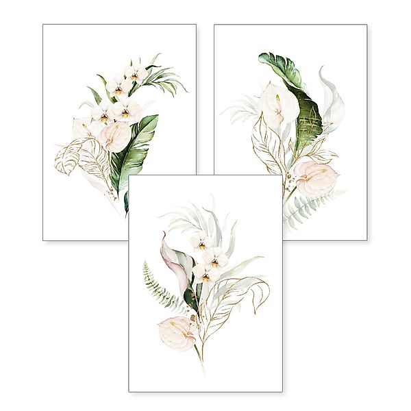 Kreative Feder Poster Weiße Orchideen, Blumen günstig online kaufen