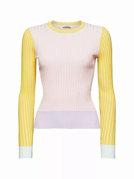 Esprit Rundhalspullover Gerippter Pullover im Colour-Blocking-Design günstig online kaufen