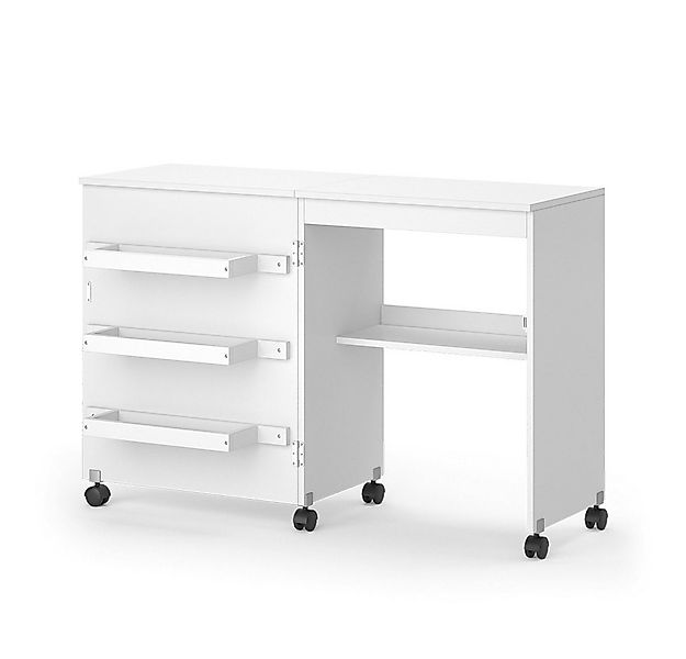 Vicco Schreibtisch Carmen, Weiß, 118.5 x 79.5 cm mit 3 Regalen günstig online kaufen