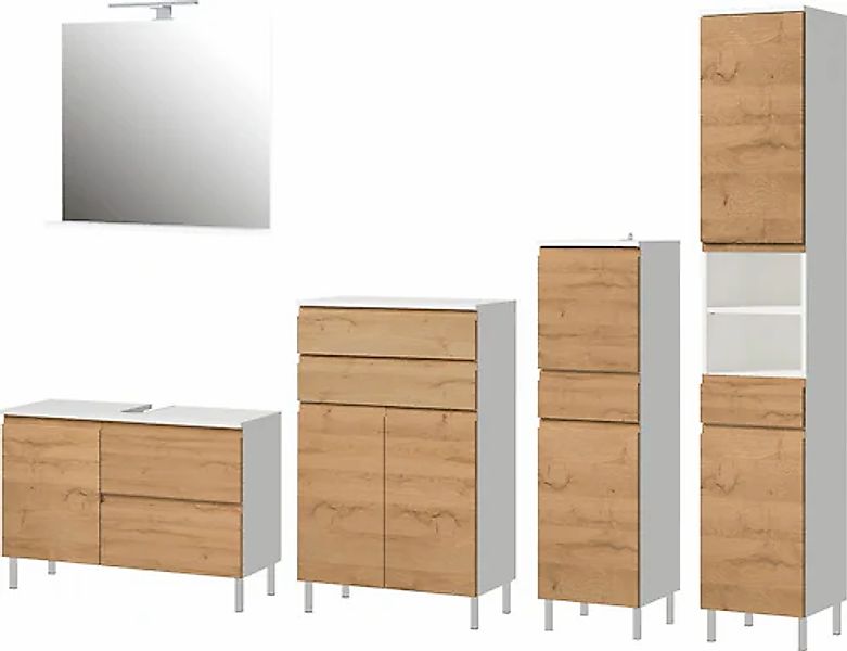 GERMANIA Badmöbel-Set »Torrance«, (5 St.), Unterschrank, Spiegel, Beleuchtu günstig online kaufen
