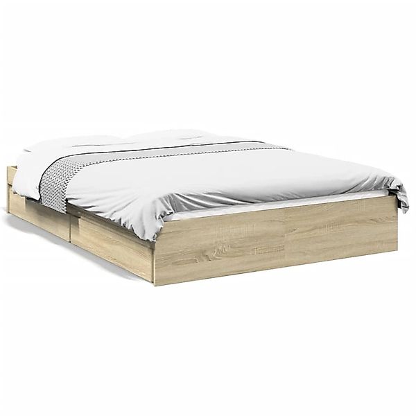 vidaXL Bettgestell mit Schubladen Sonoma-Eiche 120x200cm Holzwerkstoff Mode günstig online kaufen