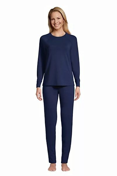 Schmal geschnittenes Pyjama-Set, Damen, Größe: 48-50 Normal, Blau, Jersey, günstig online kaufen