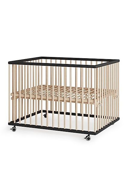 Sämann Babybett Laufgitter 75x100 cm mit Lattenrost schwarz/natur Premium K günstig online kaufen