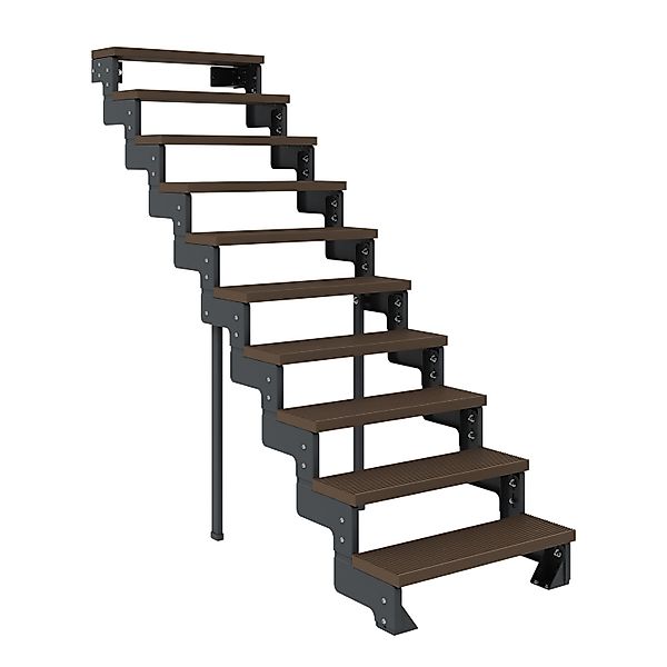 Dolle Außentreppe Gardentop Anthrazit 10 Stufen 100 cm Braun Ohne Geländer günstig online kaufen