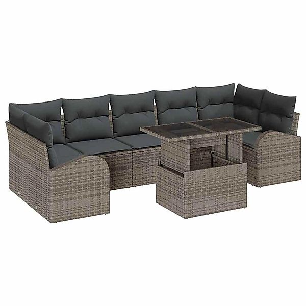 vidaXL 8-Teiliges Gartensofa-Set mit Kissen in Grau Poly Rattan 3348595 günstig online kaufen