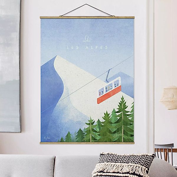 Stoffbild mit Posterleisten Reiseposter - Les Alpes günstig online kaufen