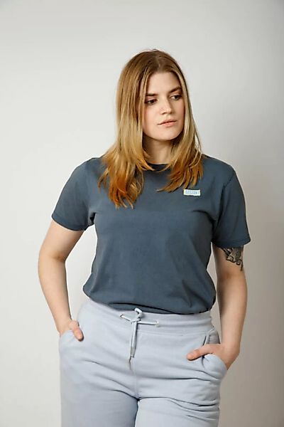 Damen Logo Patch Shirt Aus Bio-baumwolle, Denim günstig online kaufen