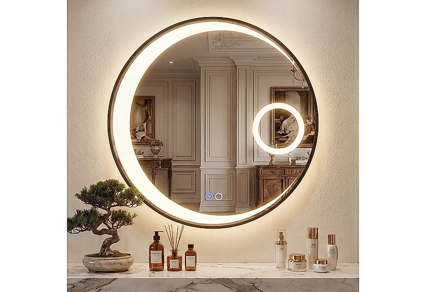 COSTWAY Badspiegel, 61cm Badezimmerspiegel mit LED & 3-fache Vergrößerung günstig online kaufen