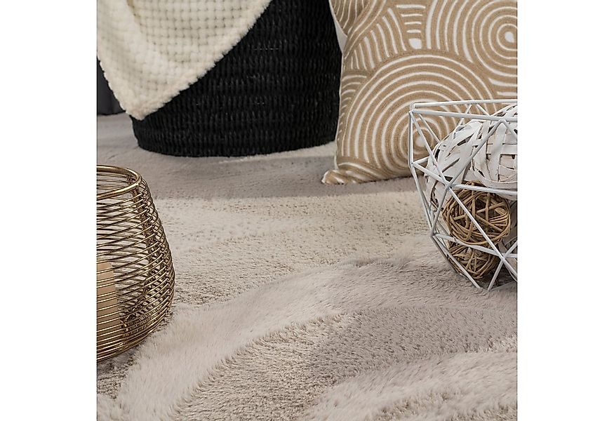 Carpetia Teppich Teppich beige Hasenfell-Optik elegant weich mit feinem Sch günstig online kaufen