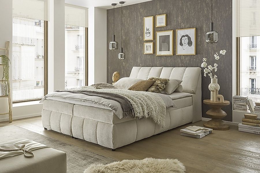 Black Red White Boxspringbett Stauraum, inkl. Topper, Ivory cream, 180x200c günstig online kaufen