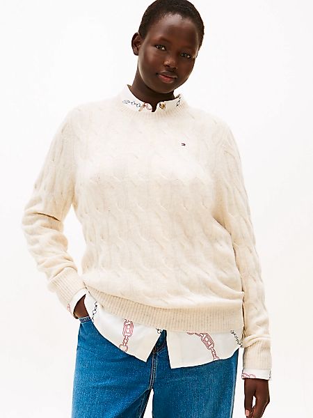 Tommy Hilfiger Curve Strickpullover "CRV SOFT WOOL CABLE C-NK LS SWT" in gr günstig online kaufen