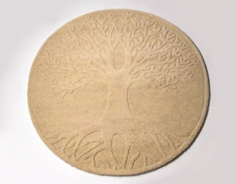 LivingDesigns Handgetufteter Teppich, Lebensbaum in Natur Ø 120 cm natur günstig online kaufen