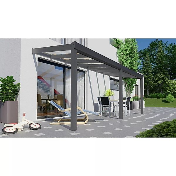 Terrassenüberdachung Professional 500 cm x 250 cm Anthrazit Struktur Glas günstig online kaufen