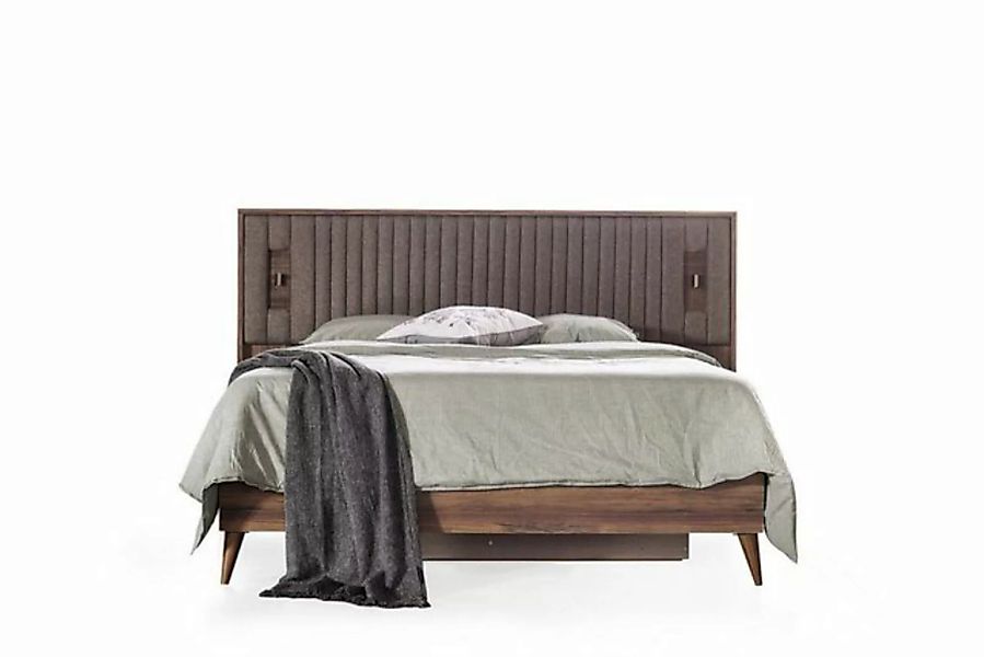 JVmoebel Bett Braun Bett Doppelbett Bettrahmen Holzbett Bettgestell Schlafz günstig online kaufen