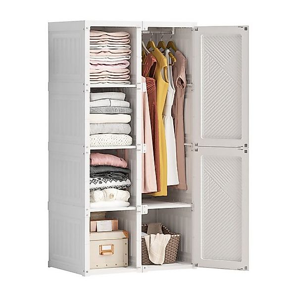 FUROKOY Kleiderschrank Faltbarer Weißer Hochschrank 136x50x69cm für Gardero günstig online kaufen