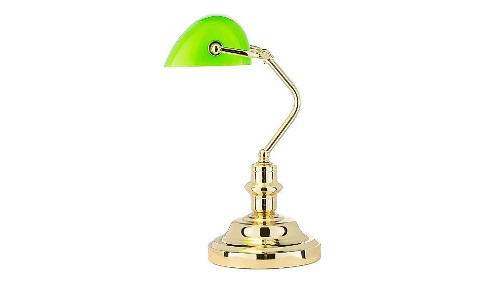 KHG Banker-Lampe Messing mit grünem Schirm ¦ gold ¦ Maße (cm): B: 27 H: 38 günstig online kaufen