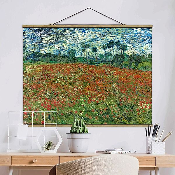 Stoffbild Blumen mit Posterleisten - Querformat Vincent van Gogh - Mohnfeld günstig online kaufen