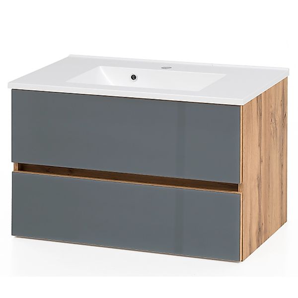 Held Möbel Waschtisch Pisa 80 cm Grau-Wotaneiche günstig online kaufen