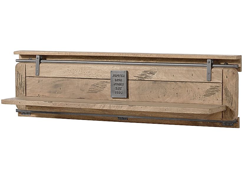 Massivmoebel24 Wandregal, 1-tlg., Mango 180x25x38 whitewash günstig online kaufen