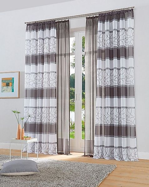 my home Gardine Napala (2 St), Kräuselband, transparent, Voile, Vorhang, 2- günstig online kaufen