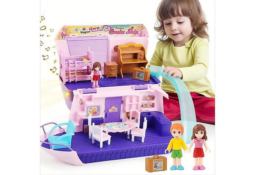 POPOLIC Spielzeug-Schiff Kreuzfahrtschiff-Figurenspielset, Rosa Kreuzfahrts günstig online kaufen