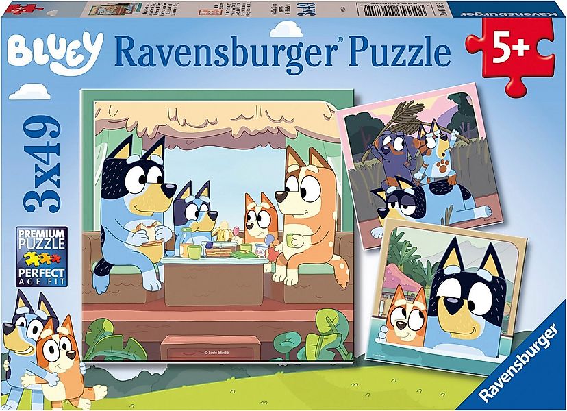 Ravensburger Puzzle Blueys Abenteuer, 3x49, 147 Puzzleteile, Made in Europe günstig online kaufen