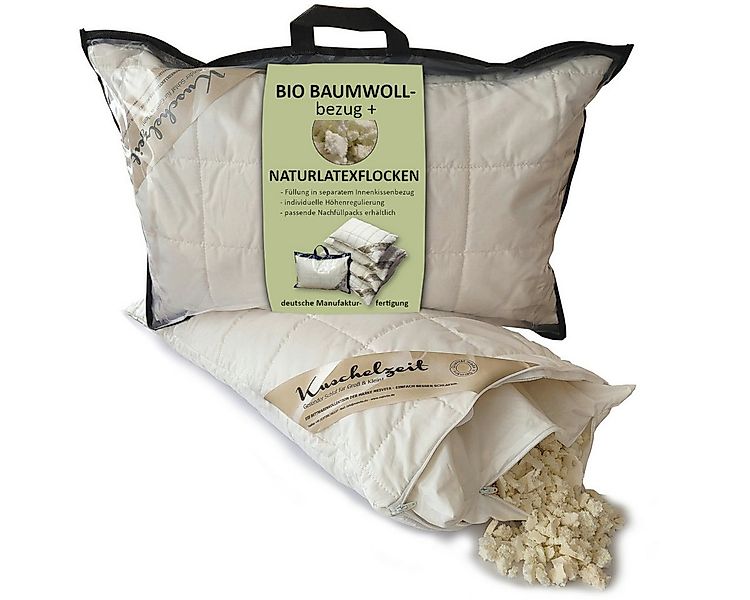 Meivita Kopfkissen Kissen mit Naturlatexflocken und kbA Baumwollbezug, Füll günstig online kaufen