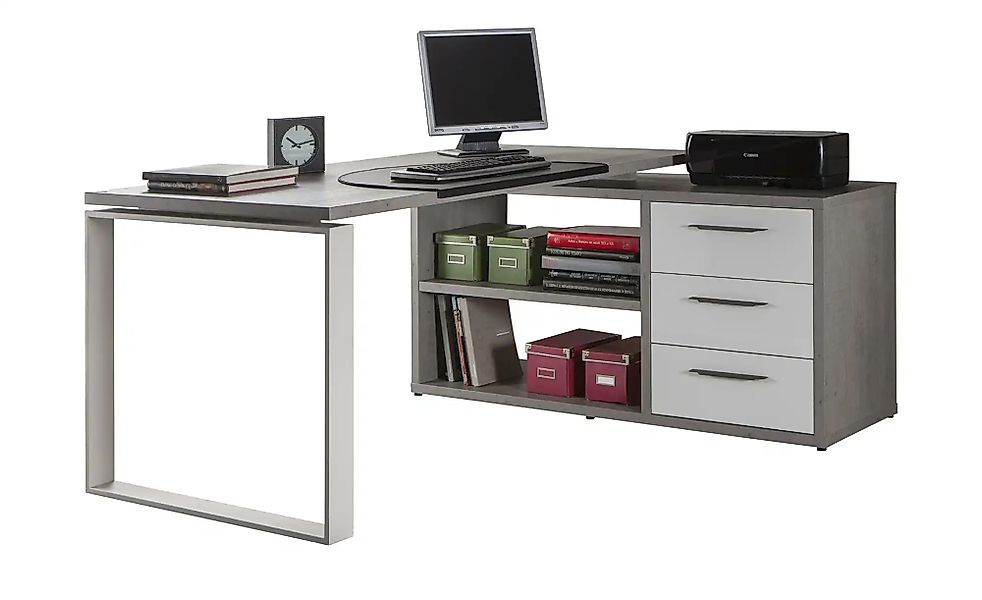 Eckschreibtisch  Donau ¦ grau ¦ Maße (cm): B: 140 H: 75 T: 170.0 Tische > S günstig online kaufen