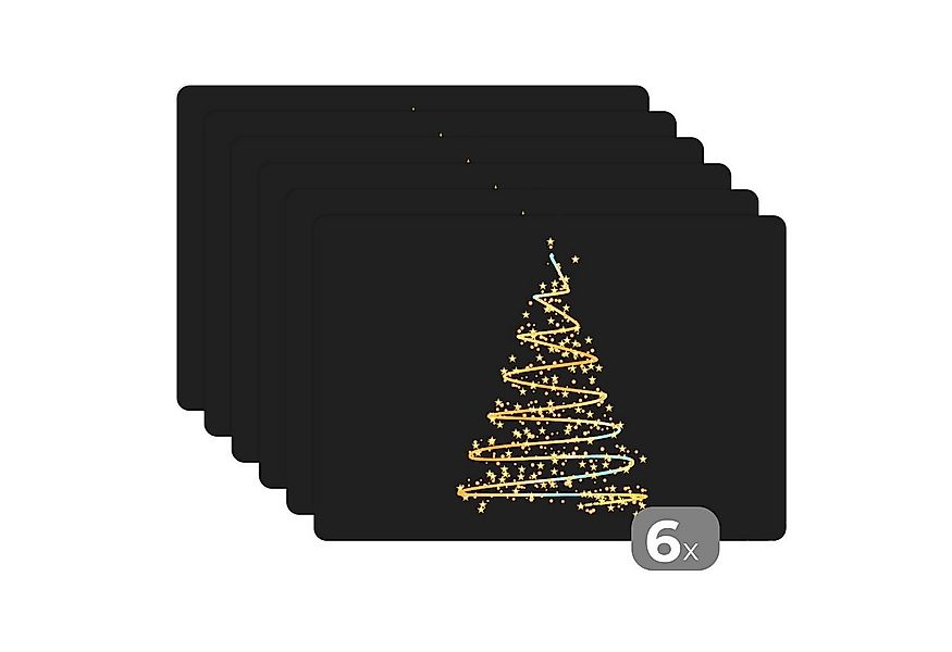 MuchoWow Platzset Weihnachten - Gold - Weihnachten - Urlaub - Schwarz, (6-S günstig online kaufen
