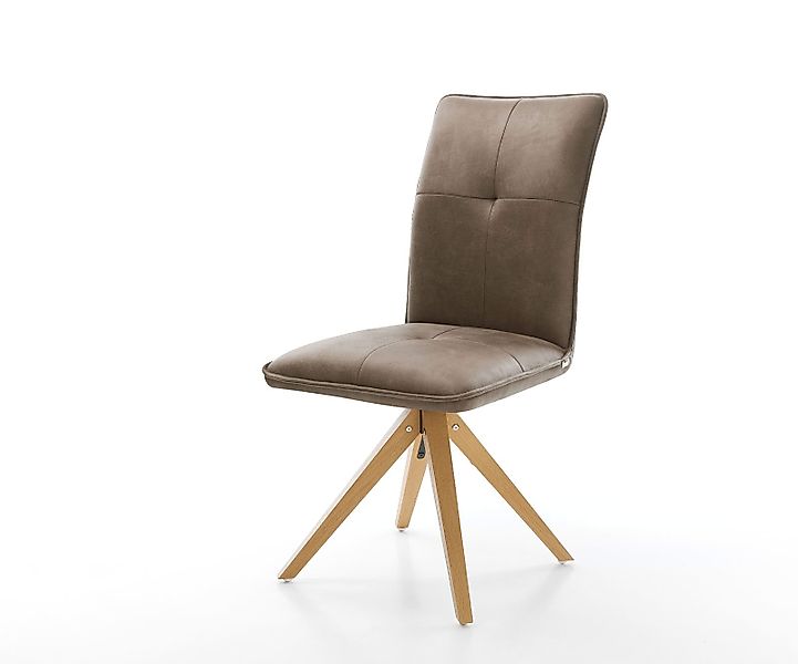 Esszimmerstuhl Maddy-Flex Mikrofaser Taupe Vintage Holzgestell kantig Natur günstig online kaufen