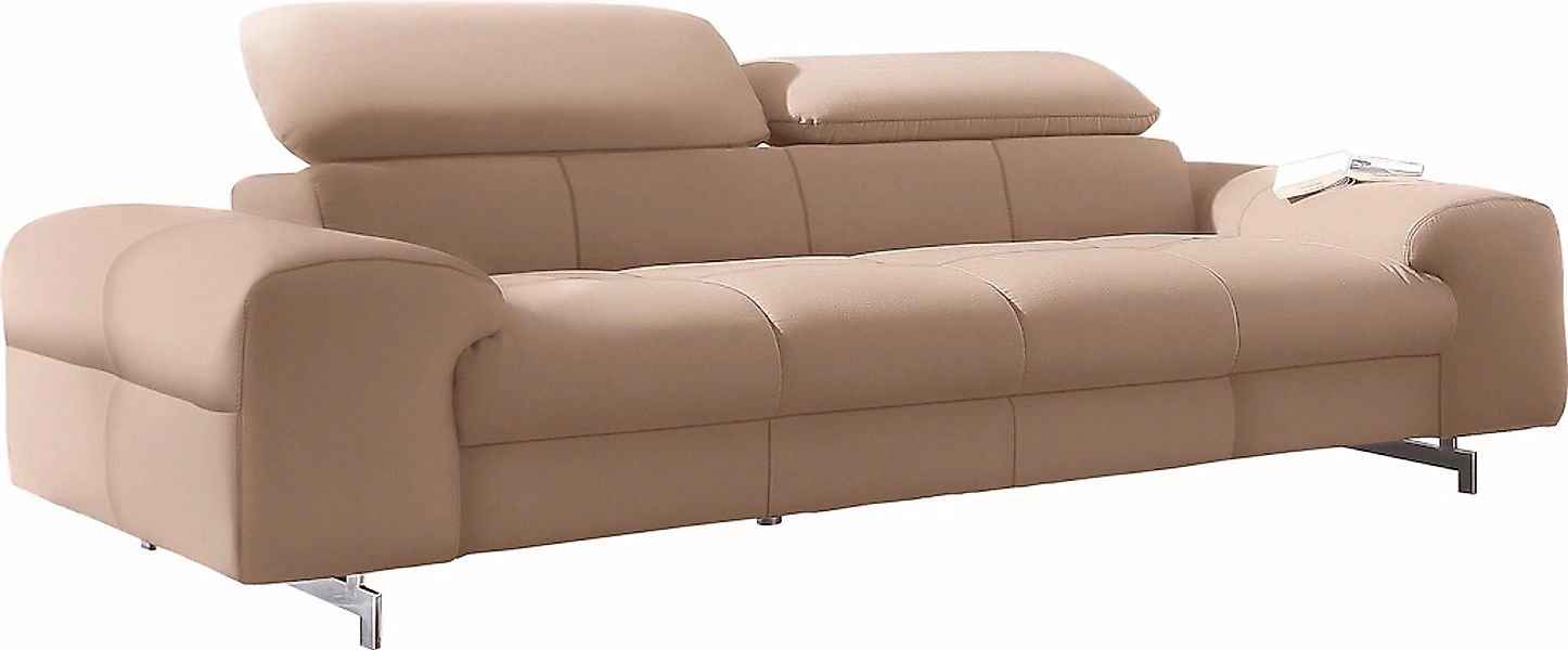 COTTA 3-Sitzer "Chef" Big-Sofa mit Kopfteilverstellung, edle Metallkufen günstig online kaufen