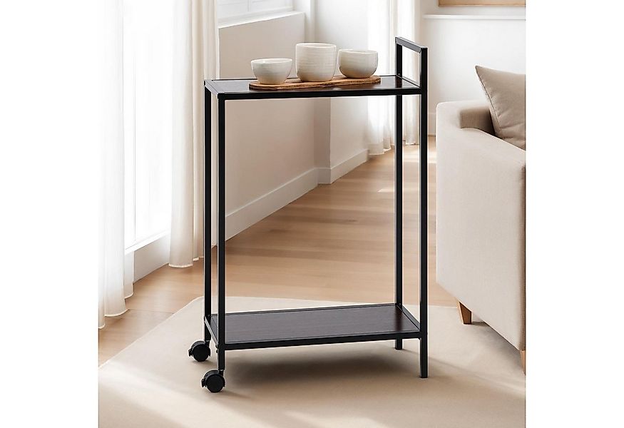 IDIMEX Servierwagen RIVO, Barwagen mit Rollen und 2 Ablagen, Beistellwagen günstig online kaufen
