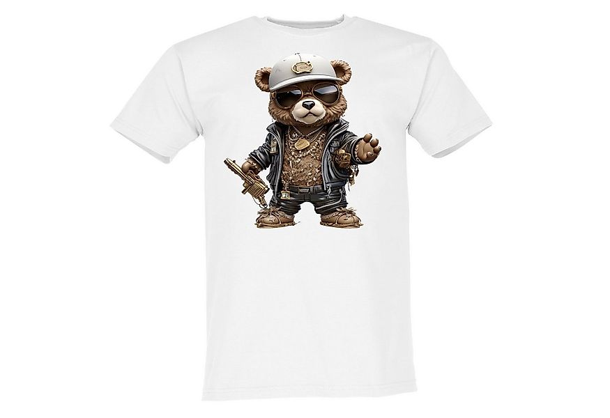 Banco T-Shirt Herren T-Shirt Gangster Bär mit weißer Kappe goldene Maschine günstig online kaufen
