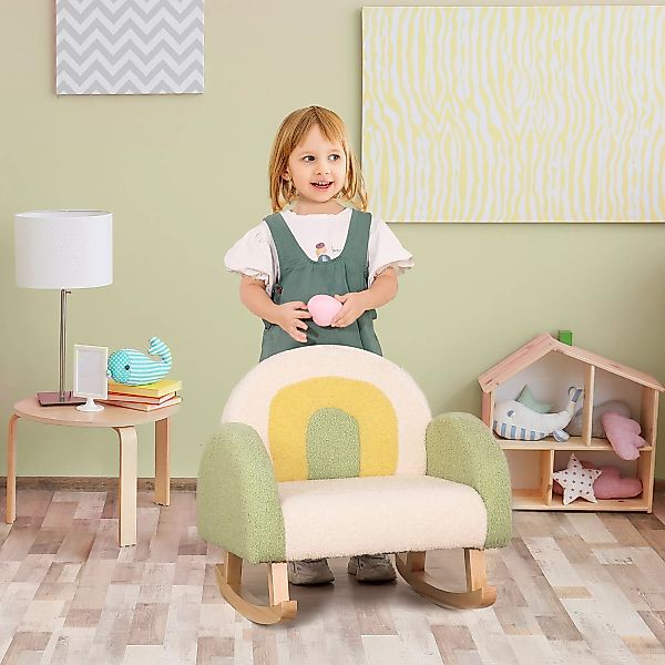 HOMCOM Schaukelstuhl Kindersofa kuscheliger Kindersessel Eukalyptusholz in günstig online kaufen