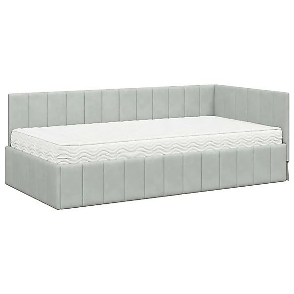 vidaXL Eckbettgestell mit Matratze Hellgrau 90 x 200 cm Samt 3393858 günstig online kaufen