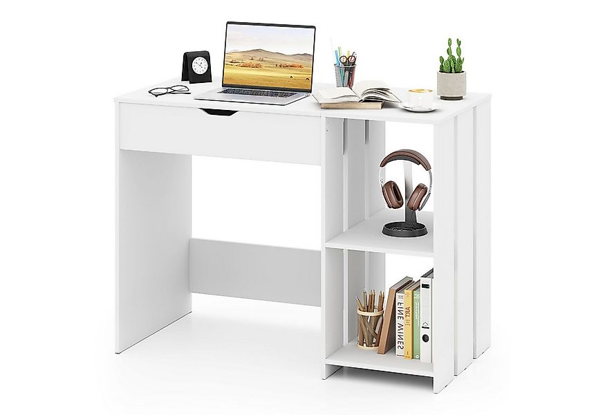 COSTWAY Schreibtisch, mit anhebbarer Tischplatte, ausziehbar mit Fächern, w günstig online kaufen