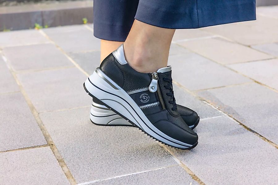 Remonte Keilsneaker, Freizeitschuh, Halbschuh, Schnürschuh mit Metallic-Kon günstig online kaufen