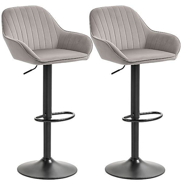 HOMCOM Set aus 2 Barhockern, moderne Barhocker aus Samt mit Rückenlehne und günstig online kaufen