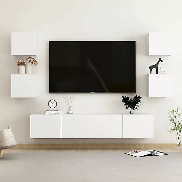 6-tlg. Tv-schrank-set Weiß Spanplatte günstig online kaufen