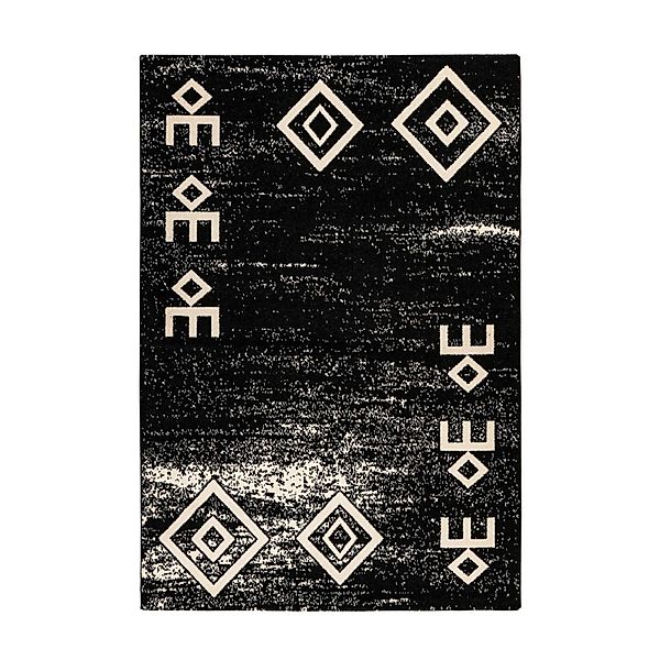 MeGusta Kurzflor Teppich EthnoDesign Schwarz 80x150 cm Rocío günstig online kaufen