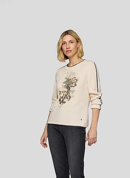 Rabe Rundhalspullover mit intarsien Print günstig online kaufen